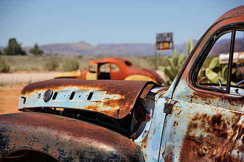 nierdzewny, Namibia, skrawek, automatyczny, stary, zardzewiały, pojazd, oldtimer, pustynia, pasjans, złamany, opuszczony, środek transportu, transport, uszkodzony, pojazd silnikowy, samochód, przestarzały, metal, upadek, niebo, pogorszenie, pojazd lądowy, zniszczony, zły stan, czyste Niebo, dzień, wyblakły, Natura, żadnych ludzi, zrujnowany, złomowisko, zburzony, 5K, CC0, domena publiczna, darmowe zdjęcia