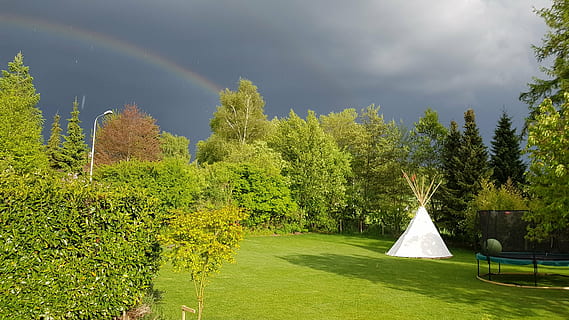 Tipi, arcobaleno, aargau, pianta, albero, natura, colore verde, erba, cielo, crescita, nessuno, nuvola - cielo, ambiente, giorno, bellezza nella natura, la tranquillità, paesaggio, scenics - natura, scena tranquilla, terra, scena non urbana, all'aperto, 4K, CC0, dominio pubblico, privo di copyright