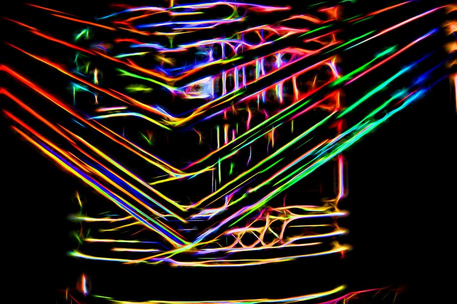 fons de pantalla abstracte multicolor, resum, neó, fons, llum, disseny, brillant, color, brillar, negre, energia, teló de fons, colorit, patró, decoració, futurista, creatiu, textura, il·luminat, fantasia, vibrant, brilli, efecte, purpurina, espurna, màgia, modern, festiu, diversió, màgic, decoratiu, blau, digital, taronja, groc, lluminositat, artístic, dinàmic, únic, geomètric, obra d'art, fons negre, tecnologia, connexió, tir de l'estudi, exposició llarga, llum - fenomen natural, multicolor, comunicació, a l'interior, cap gent, equips d’il·luminació, nit, cable, complexitat, electricitat, fibra òptica, amb cable, Chaos, compost digital, 4K