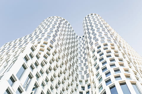 worm-eye, view, white, building, white high-rise building, skyscraper, office building, window, squares, sky, towers, architecture, berlin, modern architecture, sunlight, evening, cityscape, city, germany, built structure, building exterior, modern, office building exterior, tall - high, apartment, low angle view, business, tower, nature, residential district, urban skyline, outdoors, in a row, steel, luxury, 5K, CC0, public domain, royalty free