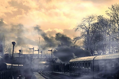 cloud, railway, train, man, outdoor, station, sky, male, bridge, beard, construction, traveler, business, old, person, travel, transportation, mode of transport, train - vehicle, tree, no people, sunset, outdoors, water, mode of transportation, cloud - sky, nature, public transportation, rail transportation, land vehicle, car, architecture, motor vehicle, motion, on the move, 1080P, CC0, public domain, royalty free