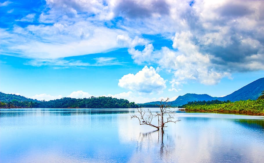 paesaggio, natura, cielo, acqua, nuvole, idilliaco, lago, montagna, placido, fiume, panoramico, nuvola - cielo, scenics - natura, bellezza nella natura, la tranquillità, riflessione, scena tranquilla, blu, destinazioni di viaggio, nessuno, giorno, albero, viaggio, pianta, all'aperto, laguna, color turchese, 1080P