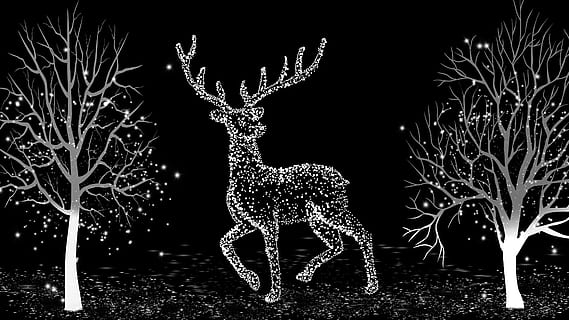 vinter-, ljus, vinterträd, vintrig, jul, rådjur, upplyst, ren, dekoration, firande, natt, juldekoration, däggdjur, djurrepresentation, djur-, representation, träd, växt, Semester, inget folk, natur, djurteman, hjorthorn, kreativitet, 4K, CC0, offentligt domän, royaltyfria
