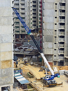 statybos, kranas, pastato konstrukcija, architektūra, pastatas, Sunki įranga, metalo, statybvietėje, statybvietė, būsto, Singapūras, vyrai darbe, statomas, pakeliamas, pastatyta struktūra, pastato išorė, statybos pramonė, vystymąsi, miestas, industrija, mašinos, statybinė technika, dieną, transporto būdas, Nebaigtas, kranas - statybinė technika, transportavimas, aukšto kampo vaizdas, sausumos transporto priemonė, lauke, nėra žmonių, statybinė įranga, butas, 4K, CC0, Viešasis domenas, nemokamai