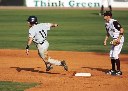 baseball, runner, player, athlete, running, game, field, sport, american, base, ballgame, helmet, competition, action, uniform, athletics, ballpark, effort, grass, outdoors, motion, run, male, baseball - sport, two people, child, males, boys, men, childhood, playing, people, full length, hitting, clothing, day, sports clothing, playing field, teenager, 1080P, CC0, public domain, royalty free