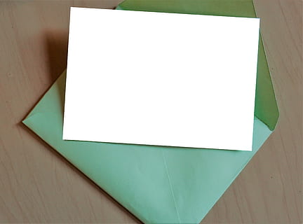 carta, vuoto, Messaggio, modello, documento, lettera, invitare, design, finto, Aperto, postale, Busta, verde, copia spazio, Colore bianco, colore verde, nessuno, in casa, legno - materiale, creatività, avvicinamento, comunicazione, forma geometrica, caratteristica della parete, forma, tavolo, tavola, arte e artigianato, sfondi, 2K, CC0, dominio pubblico, privo di copyright