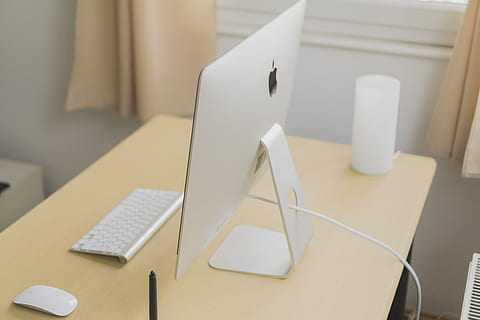 table, office, work, white, apple, keyboard, mouse, technology, computer, wireless technology, indoors, communication, laptop, desk, connection, no people, furniture, business, computer equipment, white color, still life, corporate business, desktop pc, chair, computer mouse, electric lamp, 5K, CC0, public domain, royalty free