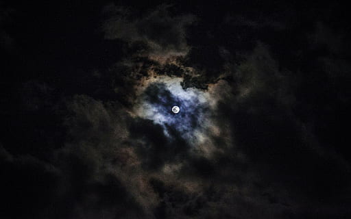 full moon, moon, nature, landscape, clouds, sky, dark, night, cloud - Sky, blue, weather, space, no people, astronomy, outdoors, low angle view, beauty in nature, scenics - nature, star - space, spooky, illuminated, space exploration, galaxy, black background, moonlight, 4K