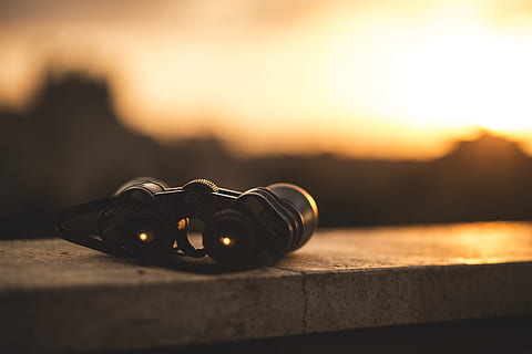 black, binoculars, concrete, pavement, view, focus, optical, distance, lens, scope, watching, sight, site, viewpoint, insight, see, clear, sunset, focus on foreground, close-up, no people, sunlight, retaining wall, sky, nature, two objects, selective focus, black color, table, shadow, outdoors, still life, light - natural phenomenon, illuminated, safety, cloud - sky, 5K, CC0, public domain, royalty free