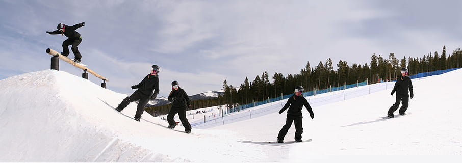 snowboard, sequenza, rotaia, inverno, la neve, temperatura fredda, sport, lunghezza intera, gruppo di persone, movimento, sport invernali, attività di svago, vacanze, natura, adulto, uomini, cielo, congelato, maschi, donne, femmine, montagna, vestiti caldi, ghiaccio, all'aperto, uomini maturi, 5K, CC0, dominio pubblico, privo di copyright