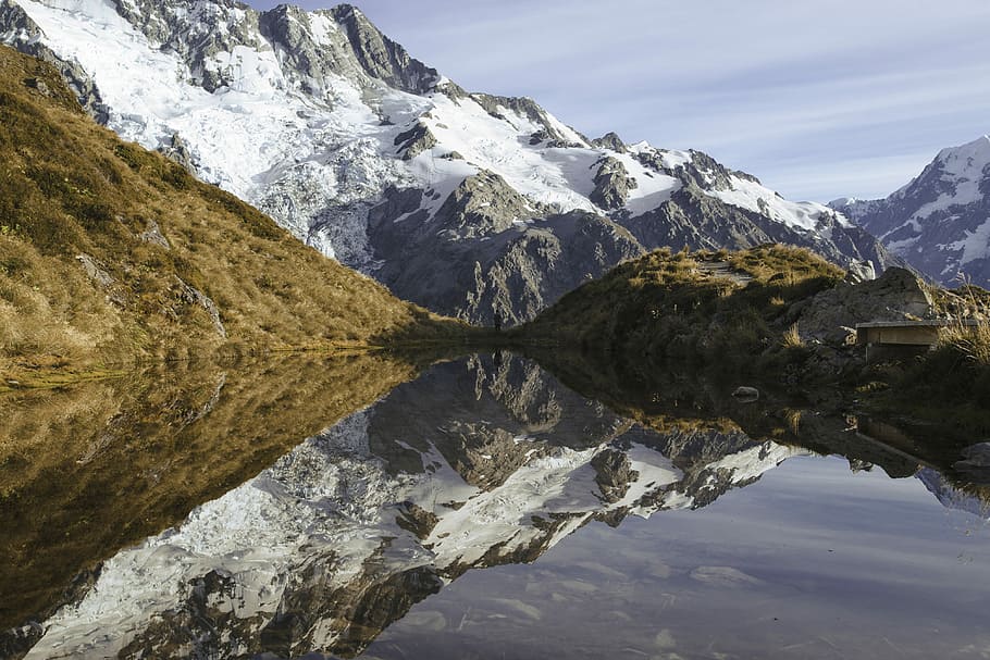 landskabsfotografering, bjerg, dækket, sne, spejlfotografering, bakker, belagt, dagtimerne, sø, afspejling, græs, natur, New Zealand, orange, vægt, vand, natur tapet, vandring, landskab, kold, Dam, scenics - natur, skønhed i naturen, bjergkæde, rolig scene, himmel, ro, ikke-urbane scene, dag, vinter, sky - himmel, ingen mennesker, kold temperatur, snedækket bjerg, udendørs, formation, bjergtop, 4K