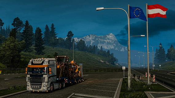 daf, ets, tung, frakt, tung last, transport, transportsätt, inget folk, berg, väg, himmel, träd, växt, landfordon, natur, landa, järnvägstransport, scenics - natur, rörelse, dag, kollektivtrafik, utomhus, skönhet i naturen, flagga, resa, Spår, 1080P, CC0, offentligt domän, royaltyfria