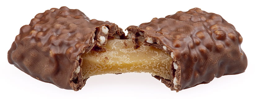 chocolate bar, chocolate, candy bar, caramel, nuts, sweet, brown, snack, tasty, unwrapped, broken, eat, food, dessert, sweet Food, gourmet, food and drink, white background, no people, studio shot, cut out, indoors, close-up, single object, unhealthy eating, freshness, simplicity, animal body part, dairy product, nature, melting, 2K, CC0, public domain, royalty free
