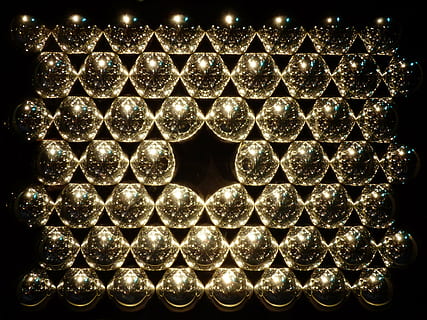 white lights, balls, metal, refraction, reflection, mirroring, pattern, hexagon, physics, experiment, silver, shine, shiny, backgrounds, christmas, decoration, glowing, celebration, illuminated, abstract, abundance, large group of objects, in a row, repetition, no people, night, lighting equipment, indoors, full frame, nightlife, arrangement, technology, shape, order, geometric shape, circle, black background, silver colored, 4K, CC0, public domain, royalty free