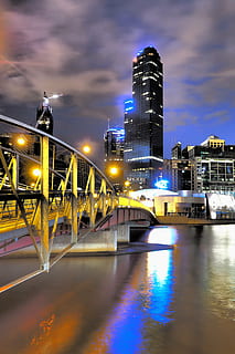 Melbourne, Stadt, Fluss, Nacht-, städtische Szene, Stadtbild, die Architektur, beleuchtet, gebaute Struktur, Wasser, Himmel, Gebäudehülle, Transport, Brücke, Verbindung, wolke - himmel, Brücke - künstliche Struktur, Reflexion, Natur, keine Leute, Ufergegend, Gebäude, draußen, Bürogebäude außen, Wolkenkratzer, 4K, CC0, gemeinfrei, lizenzfrei