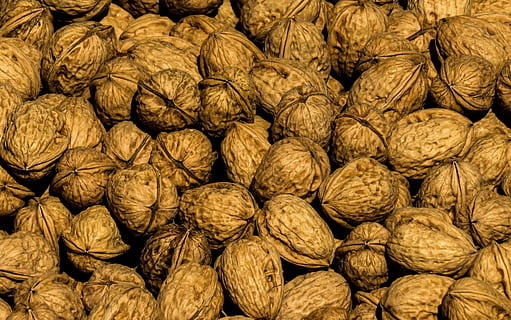 nuts, nut, walnut, shell, decoration, harvest, market, buy, sell, nutshell, eat, food, food and drink, full frame, large group of objects, backgrounds, healthy eating, abundance, wellbeing, freshness, retail, still life, no people, nut - food, for sale, close-up, fruit, brown, consumerism, 4K, CC0, public domain, royalty free