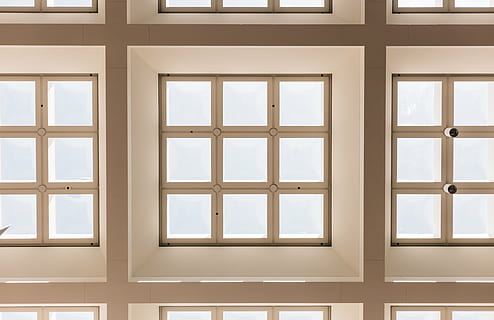 beige, wooden, sash window, architecture, building, infrastructure, ceiling, design, window, indoors, glass - Material, backgrounds, full frame, pattern, shape, no people, geometric shape, built structure, close-up, wall - building feature, in a row, home interior, square shape, white color, window frame, 5K, CC0, public domain, royalty free