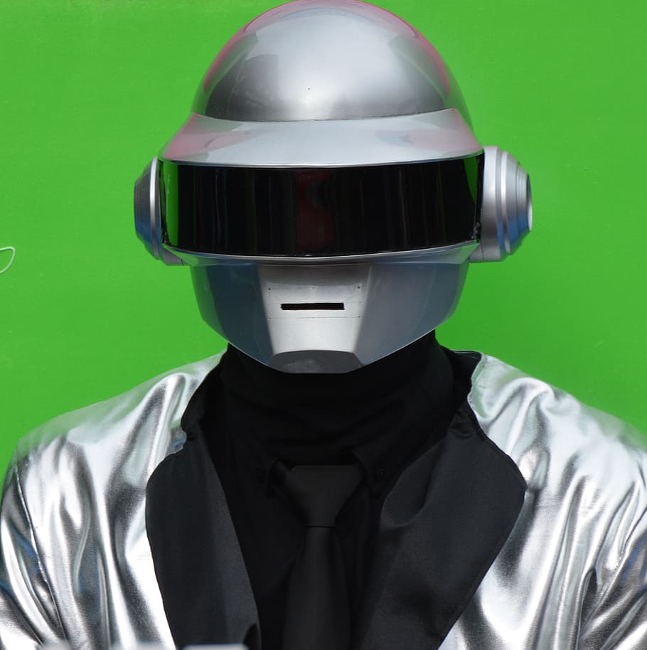 osoba, nošení, šedá, helma, robot, maska, karneval, pokrývky hlavy, portrét, ochrana, čelní pohled, střela do hlavy, bezpečnostní, barevné pozadí, jedna osoba, uvnitř, sportovní helma, studio shot, pracovní helma, bezpečnost, muži, zelená barva, dospělý, ochranná přilba, sportovní vybavení, jednotný, 2K
