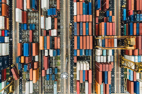 aerial, photo, stocked, cargo vans, container, van, export, travel, cargo, wharf, block, street, cargo container, freight transportation, shipping, commercial dock, architecture, stack, large group of objects, pier, business, transportation, industry, backgrounds, harbor, trading, multi colored, retail, no people, water, full frame, outdoors, 4K