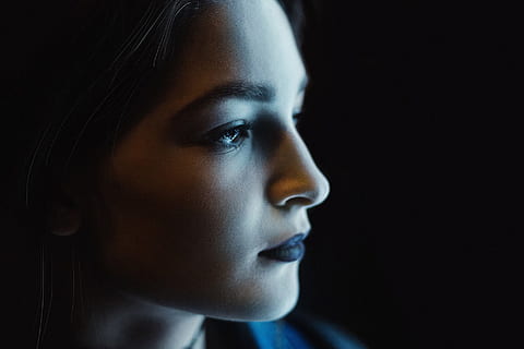 night portrait, woman, Night, portrait, people, face, girl, women, one Person, adult, human Face, females, young Adult, close-up, dark, looking, beauty, serious, one woman only, only women, adults only, contemplation, loneliness, headshot, black background, body part, human body part, indoors, studio shot, profile view, emotion, beautiful woman, looking away, depression - sadness, 1080P