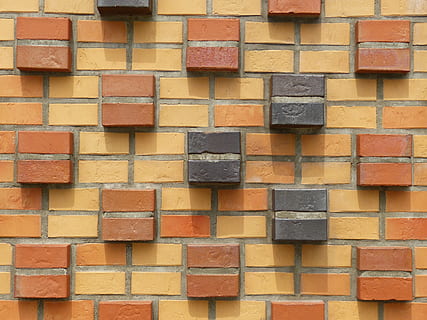 Wand, Klinker, Steinwand, Fassade, Struktur, hauswand, symmetrisch, Muster, Hafenstadt, gebaute Struktur, die Architektur, Backstein, Hintergründe, Vollbild, Ziegelwand, keine Leute, Wandbau - Funktion, Gebäudehülle, Tag, Gelb, draußen, texturiert, braun, gestalten, Nahansicht, Design, Wiederholung, 4K, CC0, gemeinfrei, lizenzfrei