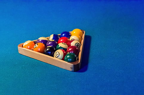 billiard ball, set, top, blue, billiard table, Game, Pool, 8Ball, Activity, Fun, leisure, ball, pooltable, play, sport, men, lifestyle, playing, felt, snooker, billiards, blue background, colored background, no people, studio shot, indoors, multi colored, pool ball, pool - cue sport, still life, table, shape, pool table, high angle view, leisure activity, triangle shape, sphere, arrangement, number, relaxation, large group of objects, 4K