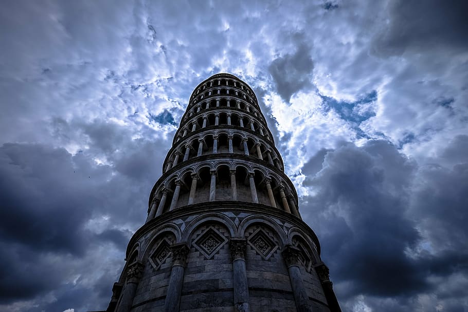 torre pisa inclinada, arcs, arquitectura, edifici, núvols, columnes, torre inclinada de pisa, tir en angle baix, núvol, perspectiva, pilars, pisa, torre, núvol - cel, cel, cúpula, exterior de l'edifici, estructura construïda, destinacions de viatge, cap gent, dia, a l'aire lliure, vista d’angle baix, naturalesa, viatjar, religió, història, el passat, turisme, ciutat, creença, espiritualitat, fletxa, 1080P