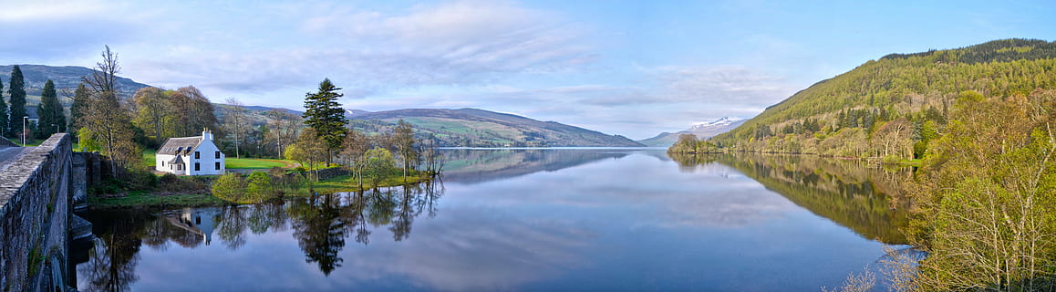 hills, landscape, outdoors, panoramic, reflection, river, scenic, water, scenics - nature, mountain, lake, nature, beauty in nature, tranquility, tranquil scene, travel destinations, mountain range, sky, environment, cloud - sky, day, no people, green color, 8K, CC0, public domain, royalty free