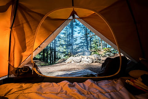 arancia, tenda da campeggio, verde, alberi, Marrone, bianca, tenda, campeggio, foresta, albero, roccia, fuoco, campo, all'aperto, avventura, Squamish, natura, pianta, in casa, montagna, scenics - natura, nessuno, finestra, tessile, giorno, terra, luce del sole, bellezza nella natura, la tranquillità, 4K, CC0, dominio pubblico, privo di copyright
