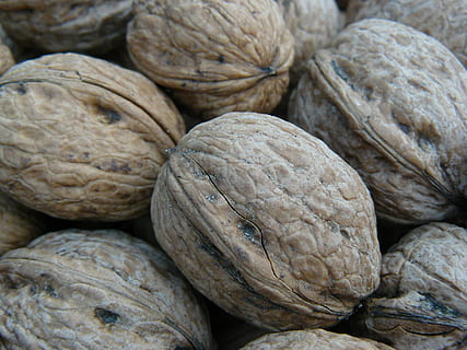 Autumn, Walnut, Shell, Hard, Nutshell, brown, crack, food and drink, no people, food, healthy eating, freshness, close-up, wellbeing, still life, full frame, indoors, backgrounds, large group of objects, nut - food, nut, textured, market, focus on foreground, abundance, high angle view, 2K, CC0, public domain, royalty free