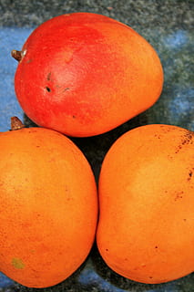 mango arancione, frutta, Mango, arancia, paffuto, tropicale, delizioso, mangiare sano, cibo e bevande, benessere, cibo, colore arancione, freschezza, avvicinamento, nessuno, natura morta, giorno, agrumi, gruppo di oggetti, vista dall'alto, all'aperto, rosso, maturo, tavolo, 4K, CC0, dominio pubblico, privo di copyright