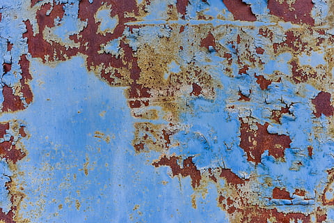 Hintergrund, schmutzig, rostig, alt, Muster, Textur, retro, Farbe, Jahrgang, rostfrei, Antiquität, verrostet, Eisen, Struktur, verwittert, zerfallen, krank, Metall, Metallplatte, Hintergründe, Vollbild, Verschlechterung, heruntergewirtschaftet, Ablehnen, Blau, verlassen, beschädigt, Wandbau - Funktion, keine Leute, abschälen, texturiert, obsolet, schlechter Zustand, die Architektur, geschält, draußen, Oberflächenniveau, ruiniert, 5K, CC0, gemeinfrei, lizenzfrei