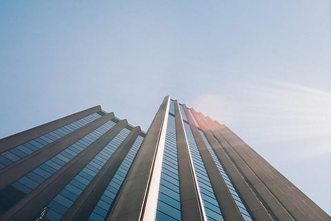 blue, sky, Office building, blue sky, architecture, building, skyscraper, built Structure, building Exterior, urban Scene, tower, modern, architecture And Buildings, business, low Angle View, tall - High, city, construction Industry, office building exterior, nature, office, no people, day, sunlight, outdoors, reflection, financial district, 4K, CC0, public domain, royalty free