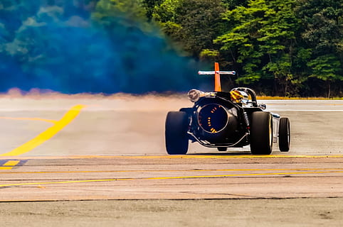 Jet, Engine, Car, Thrust, Fast, Rocket, jet, engine, quick, speed, auto racing, motorsport, sports race, motion, no people, transportation, smoke - physical structure, day, tree, competition, mode of transportation, technology, sport, nature, road, outdoors, racecar, plant, land vehicle, competitive sport, wheel, 1080P, CC0, public domain, royalty free