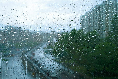 rain, window, drop, glass, weather, wet, home, light, water, day, raindrop, defocused, storm, forecast, season, glass - material, transparent, nature, indoors, transportation, mode of transportation, motor vehicle, car, rainy season, built structure, architecture, no people, 4K, CC0, public domain, royalty free