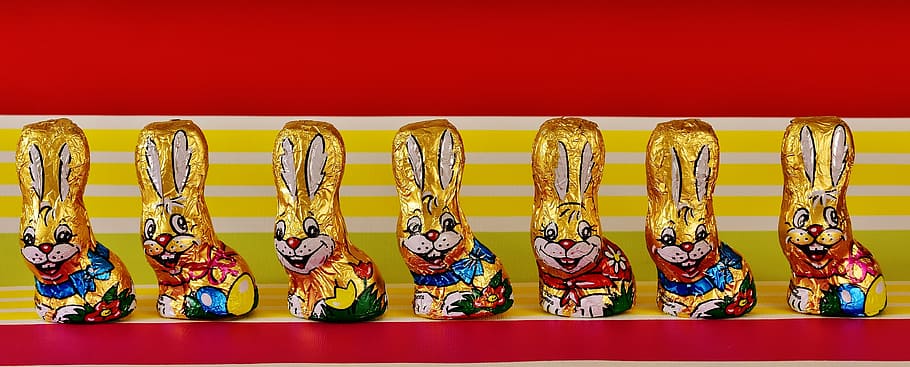 multicolor, decoratiu, figuretes de conill, conillets de xocolata, Pasqua, conill de Pasqua, caramels, Feliç Pasqua, tema de pasqua, dolçor, deliciós, salutació de pasqua, marca, menjar i beguda, vermell, a l'interior, cap gent, menjar, primer pla, menjar ràpid, llest per menjar, dia, en fila, elecció, variació, repetició, costat a costat, prestatge, fons de colors, ornamentat, tir de l'estudi, gran grup d'objectes, patró, riquesa, venda al detall, luxe, 4K