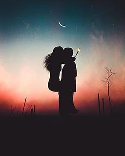 cahaya, Fajar, langit, pria, kasih sayang, seni, backlit, pasangan, bulan sabit, gelap, senja, malam, gadis, ciuman, cinta, bulan, lukisan, orang-orang, fotografi, percintaan, romantis, siluet, berkilau, bayangan hitam, matahari terbenam, orang sungguhan, kedudukan, perempuan, dua orang, alam, kebersamaan, gaya hidup, tanah, keindahan di alam, warna oranye, kegiatan waktu luang, bidang, anak, dewasa, laki-laki, di luar rumah, 2K