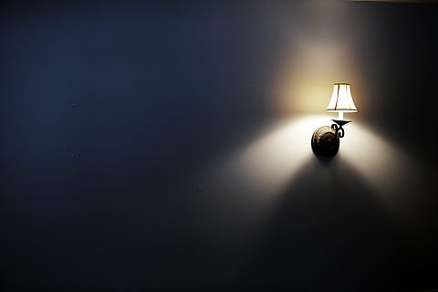 lamp, light, sconce, wall, wall light, royalty  images, lighting equipment, illuminated, electric lamp, electricity, copy space, no people, indoors, shadow, dark, light - natural phenomenon, single object, electric light, wall - building feature, table, glowing, spotlight, domestic room, technology, light bulb, luminosity, 5K, CC0, public domain, royalty free