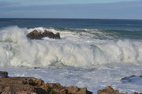 Ocean, Waves, Overload, Rocks, Nature, ocean, waves, sea, water, horizon over water, scenics, beauty in nature, motion, wave, scenics - nature, horizon, sport, rock, sky, power in nature, aquatic sport, splashing, rock - object, power, surfing, solid, breaking, outdoors, hitting, 4K, CC0, public domain, royalty free