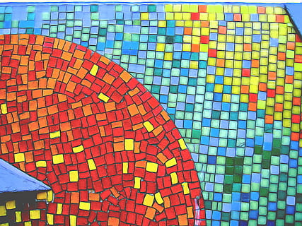 tile, pattern, background, abstract art, decoration, design, textured, backdrop, colorful, decor, decorative, ornate, repeat, repetition, blue, elegance, modern, multi colored, no people, mosaic, indoors, flooring, architecture, built structure, day, art and craft, lighting equipment, shape, full frame, close-up, backgrounds, creativity, tiled floor, ceiling, 2K, CC0, public domain, royalty free