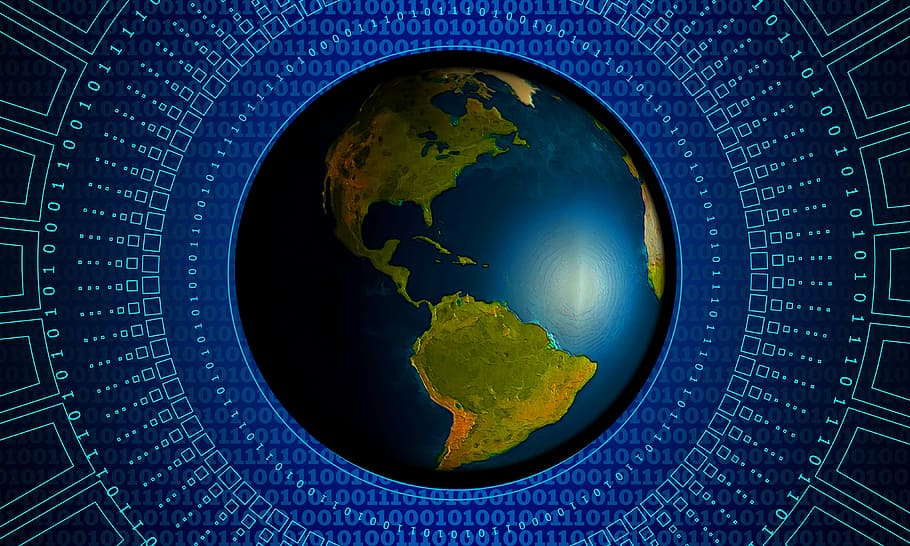 il·lustració de la terra, terra, globus, tecnologia, binari, un, nul, espai, univers, planeta, estrella, llum, ordinador, sistema binari, sistema de numeració, digital, pagar, codi binari, dual, silueta, programació, no, Sí, informació, codi, dades, xarxa, Internet, comunicació, connexió, globus: objecte creat per l'home, xarxa d’ordinadors, comunicacions globals, mapa, mapa del Món, ciberespai, tecnologia sense fils, equips informàtics, planeta terra, planeta - espai, cap gent, negocis, codificació, interfaç gràfica d'usuari, 4K
