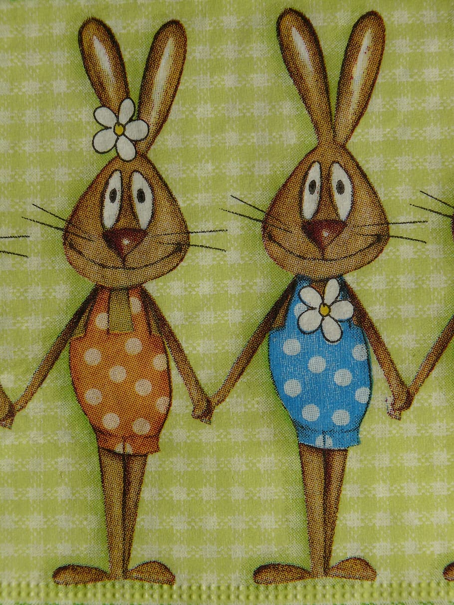 serviet, påske, påske serviet, Påske hare, påske bunny familie, fest, festival, dekoration, repræsentation, kreativitet, Kunst og håndværk, indendørs, mønster, tæt på, ingen mennesker, kanin - dyr, murbygningsfunktion, pattedyr, antropomorfe, blomstermønster, menneskelig repræsentation, 2K