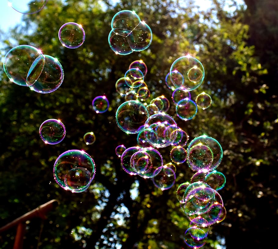 Bolle di sapone, colorato, volare, fare bolle di sapone, mirroring, acqua insaponata, palle, sapone sud, bolla, bacchetta, fragilità, soffiando, mezz'aria, vulnerabilità, natura, trasparente, giorno, concentrarsi sulle conoscenze acquisite, multicolore, nessuno, avvicinamento, all'aperto, forma, sfera, pianta, leggero, albero, purezza, 2K