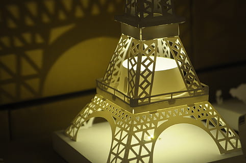 lamp, eiffel tower, preliminary design model, scene, online terms, indoors, lighting equipment, pattern, illuminated, no people, close-up, architecture, focus on foreground, design, decoration, home interior, electric lamp, built structure, wealth, luxury, elegance, ornate, light - natural phenomenon, building, light, 1080P, CC0, public domain, royalty free