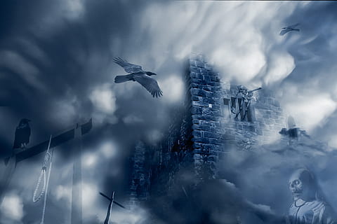 orrore, gespenstig, strano, comporre, cupo, castello, nuvola - cielo, volante, cielo, la neve, natura, temperatura fredda, inverno, architettura, nessuno, esterno dell'edificio, paesaggio, ambiente, struttura costruita, tempesta, scenics - natura, bellezza nella natura, costruzione, città, nebbia, paesaggio urbano, all'aperto, grattacielo, edificio per uffici esterno, 4K, CC0, dominio pubblico, privo di copyright