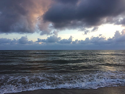 Sunset, Beach, Clouds, Sea, sunset, beach, sun, landscape, dusk, blue, take a walk, holiday, nature, water, cloud - Sky, wave, sky, cloudscape, storm, horizon Over Water, scenics, summer, no People, weather, seascape, coastline, outdoors, dramatic Sky, beauty In Nature, horizon, storm cloud, scenics - nature, land, motion, tranquility, surfing, aquatic sport, tranquil scene, overcast, power in nature, 2K, CC0, public domain, royalty free