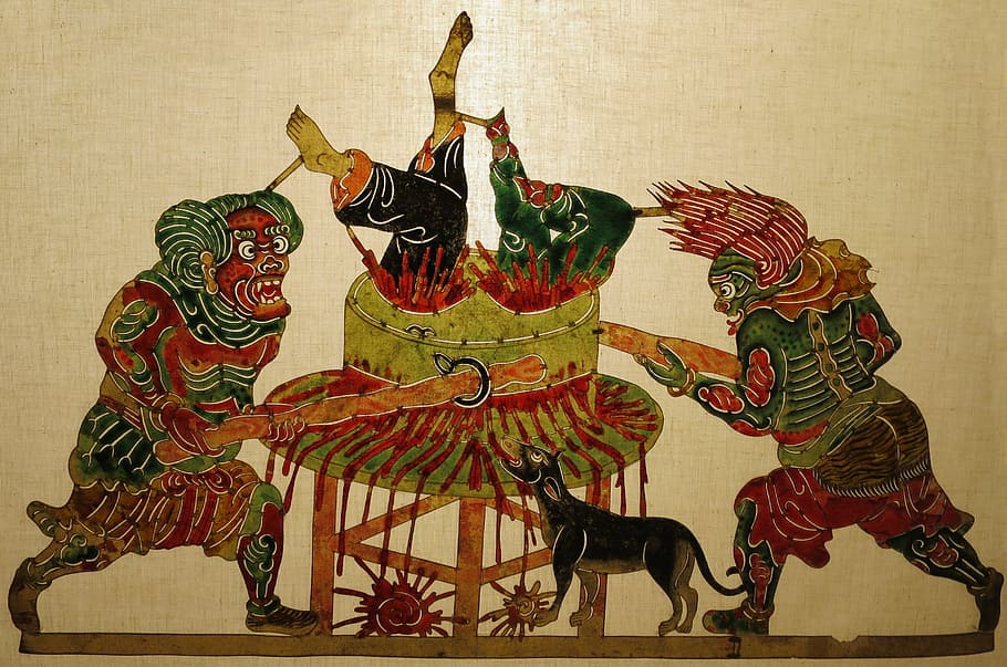 pintura, rectificat, infern, ombra, titella, ombra, titella, shaanxi, província, in, liu, hsin, museu, treballar, color, home, matar, colorit, símbol, asiàtic, arts i entreteniment, Arts visuals, conceptes i idees, temps, reialesa, passat de moda, representació animal, a l'interior, animal, cap gent, estructura construïda, drac, art i artesania, representació, artesania, mamífer, temes d'animals, multicolor, animals domèstics, creativitat, fauna animal, bestiar, nacional, funció de construcció de parets, material de fusta, decoració, mural, Festival, ornamentat, 2K