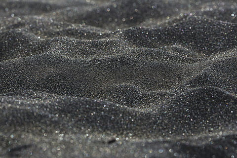 gray sand, gray, sand, beach, black, macro, backgrounds, pattern, abstract, textured, close-up, nature, full frame, no people, land, selective focus, day, water, beauty in nature, tranquility, sunlight, outdoors, bubble, high angle view, 5K, CC0, public domain, royalty free