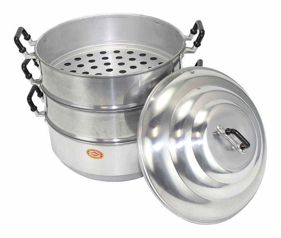 récipient, bateau à vapeur, vapeur, couleur argentée, fond blanc, métal, argent - métal, coupé, couvercle, prise de vue en studio, équipement ménager, à l'intérieur, acier, ustensile de cuisine, fermer, personne, acier inoxydable, nature morte, objet unique, alliage, ustensile de cuisson, vue grand angle, chambre domestique, casserole, 2K
