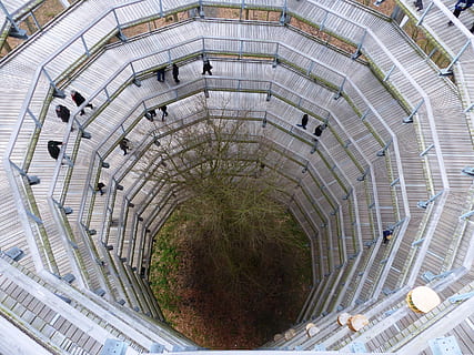 rügen, dizziness, tower, architecture, built structure, high angle view, modern, indoors, no people, pattern, city, day, geometric shape, plant, travel, travel destinations, shape, circle, metal, tourism, design, ceiling, 2K, CC0, public domain, royalty free